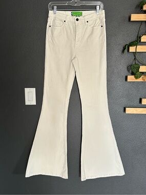Free People x Sandrine Rose Flare Jeans Cream High Rise Bell Bottom Size 27 NWOT